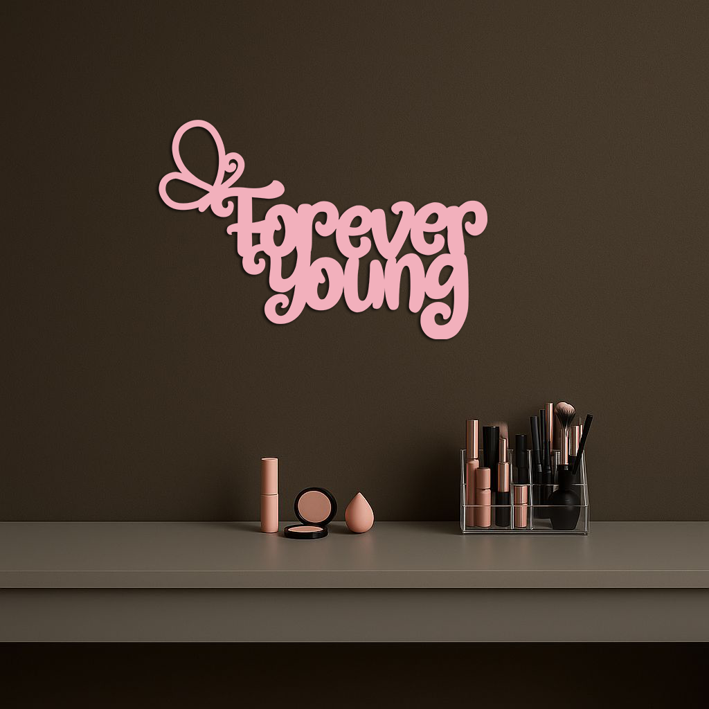 Forever Young Butterfly Script Metal Wall Art – Whimsical Home Decor - KAFGP117 - Tampa Home & Garden Store