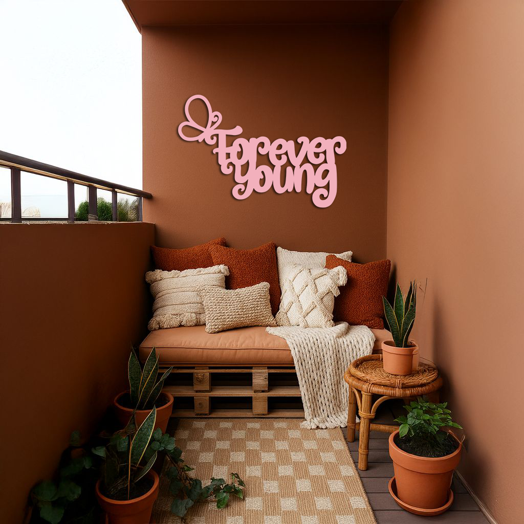 Forever Young Butterfly Script Metal Wall Art – Whimsical Home Decor - KAFGP117 - Tampa Home & Garden Store