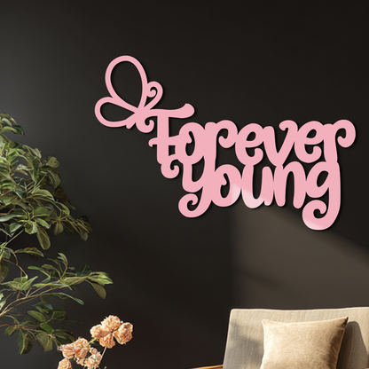 Forever Young Butterfly Script Metal Wall Art – Whimsical Home Decor - KAFGP117 - Tampa Home & Garden Store