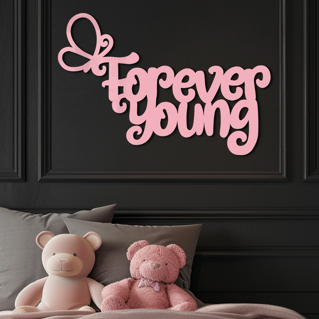 Forever Young Butterfly Script Metal Wall Art – Whimsical Home Decor - KAFGP117 - Tampa Home & Garden Store