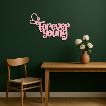 Forever Young Butterfly Script Metal Wall Art – Whimsical Home Decor - KAFGP117 - Tampa Home & Garden Store