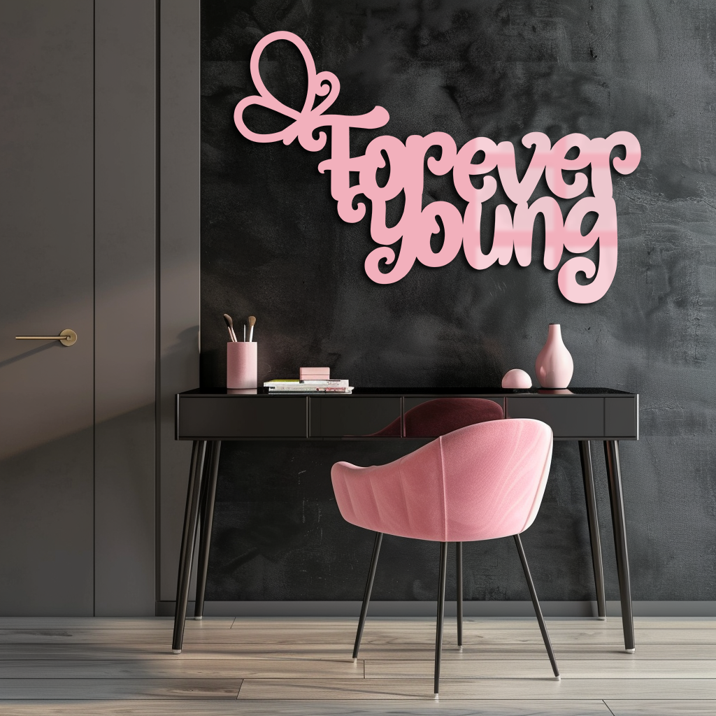 Forever Young Butterfly Script Metal Wall Art – Whimsical Home Decor - KAFGP117 - Tampa Home & Garden Store