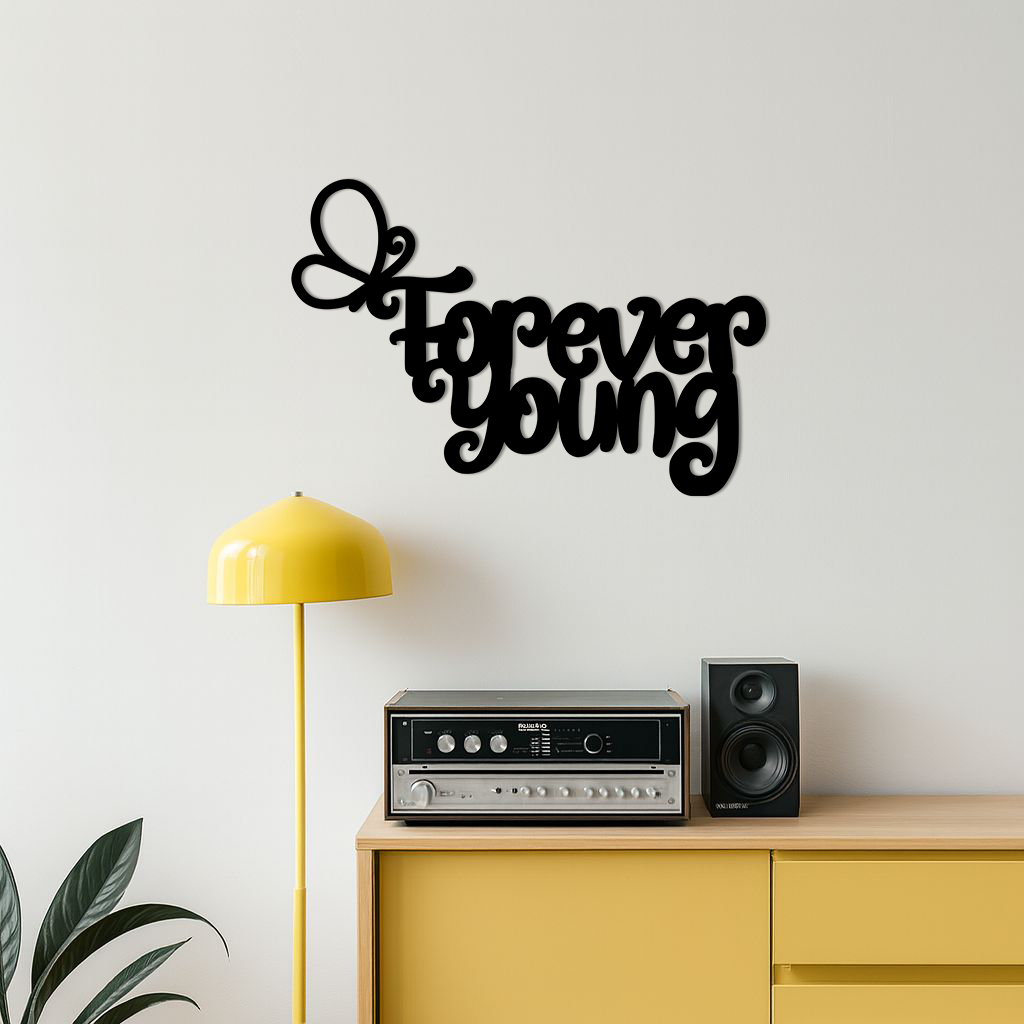 Forever Young Butterfly Script Metal Wall Art – Whimsical Home Decor - KAFGP117 - Tampa Home & Garden Store
