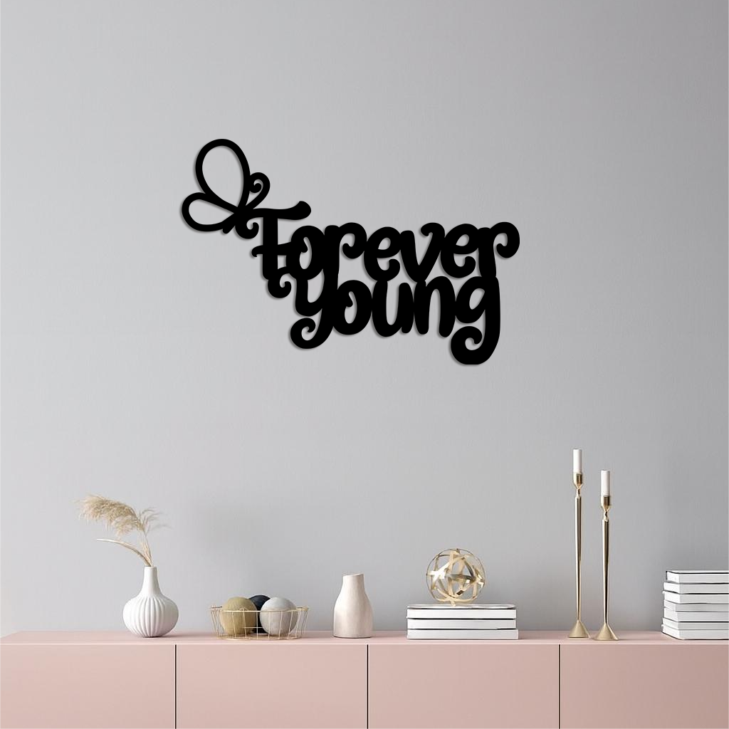 Forever Young Butterfly Script Metal Wall Art – Whimsical Home Decor - KAFGP117 - Tampa Home & Garden Store