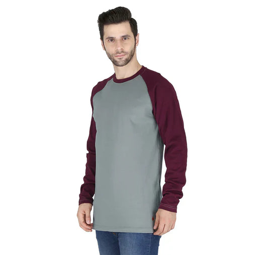 Forge Fr Men's Grey & Burgundy Baseball Long Sleeve T-shirt - Tampa Home & Garden Store