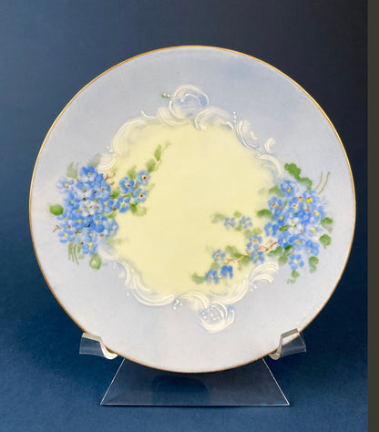 Forget me Not Set of Cup, Saucer, Dessert or Salad Plates, and Dinner Plates. Antique Hand Painted Porcelain Dishes. Breakfast Set. - Tampa Home & Garden Store
