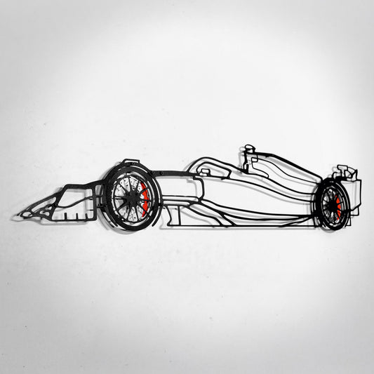 Formula 1 Wall Art – Steel Silhouette Racing Car with Spinning Wheels-KAFMEKA023 - Tampa Home & Garden Store