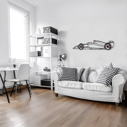 Formula 1 Wall Art – Steel Silhouette Racing Car with Spinning Wheels-KAFMEKA023 - Tampa Home & Garden Store