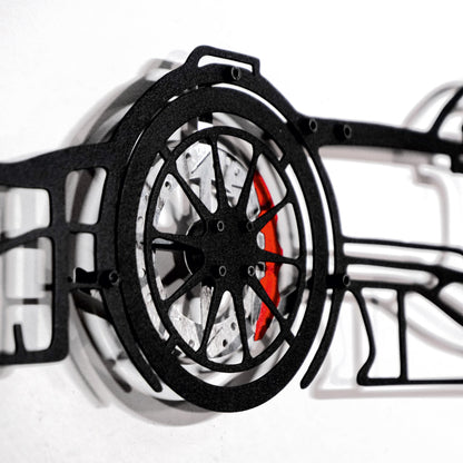 Formula 1 Wall Art – Steel Silhouette Racing Car with Spinning Wheels-KAFMEKA023 - Tampa Home & Garden Store