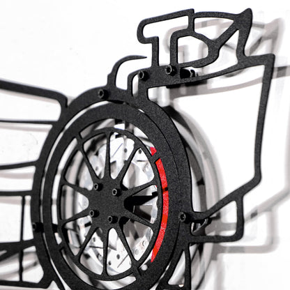 Formula 1 Wall Art – Steel Silhouette Racing Car with Spinning Wheels-KAFMEKA023 - Tampa Home & Garden Store