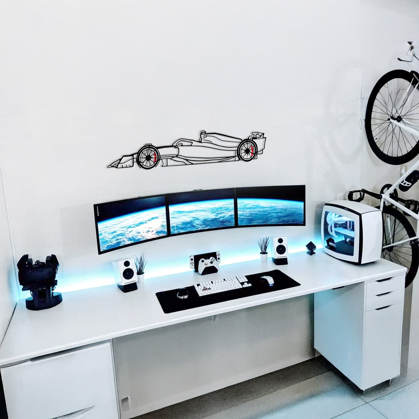 Formula 1 Wall Art – Steel Silhouette Racing Car with Spinning Wheels-KAFMEKA023 - Tampa Home & Garden Store