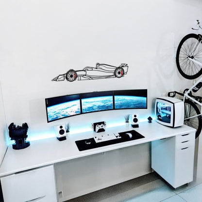 Formula 1 Wall Art – Steel Silhouette Racing Car with Spinning Wheels-KAFMEKA023 - Tampa Home & Garden Store