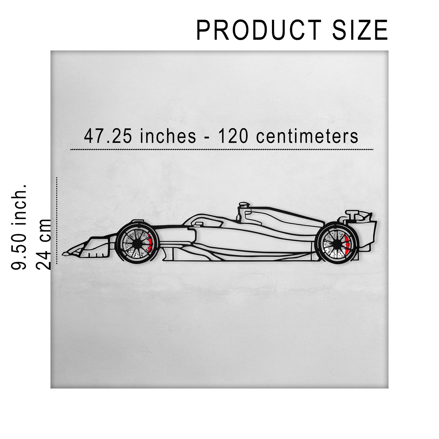 Formula 1 Wall Art – Steel Silhouette Racing Car with Spinning Wheels-KAFMEKA023 - Tampa Home & Garden Store
