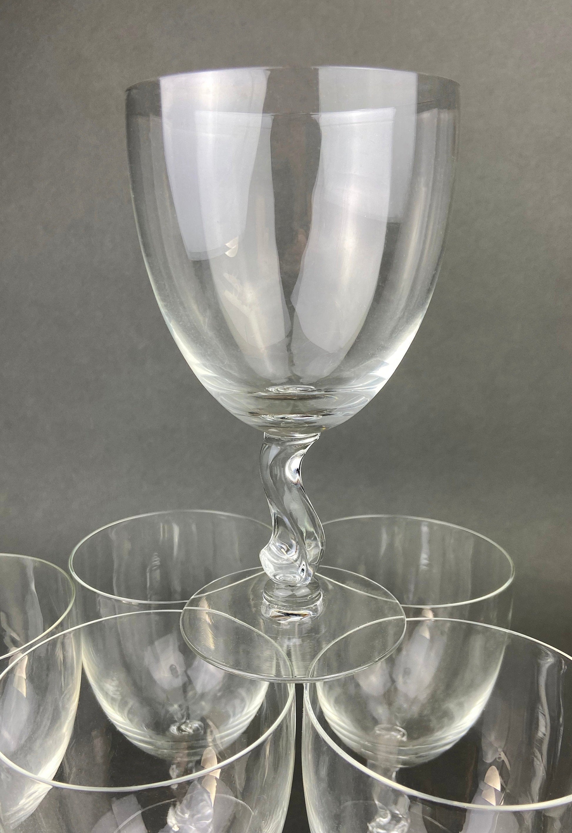 Fostoria Contour Clear Crystal Goblets with S-Shaped Stem. Set of Seven Water or Juice Stemware.  Luxurious Barware. Gift for Him. - Tampa Home & Garden Store