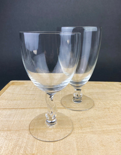 Fostoria Contour Clear Crystal Goblets with S-Shaped Stem. Set of Seven Water or Juice Stemware.  Luxurious Barware. Gift for Him. - Tampa Home & Garden Store