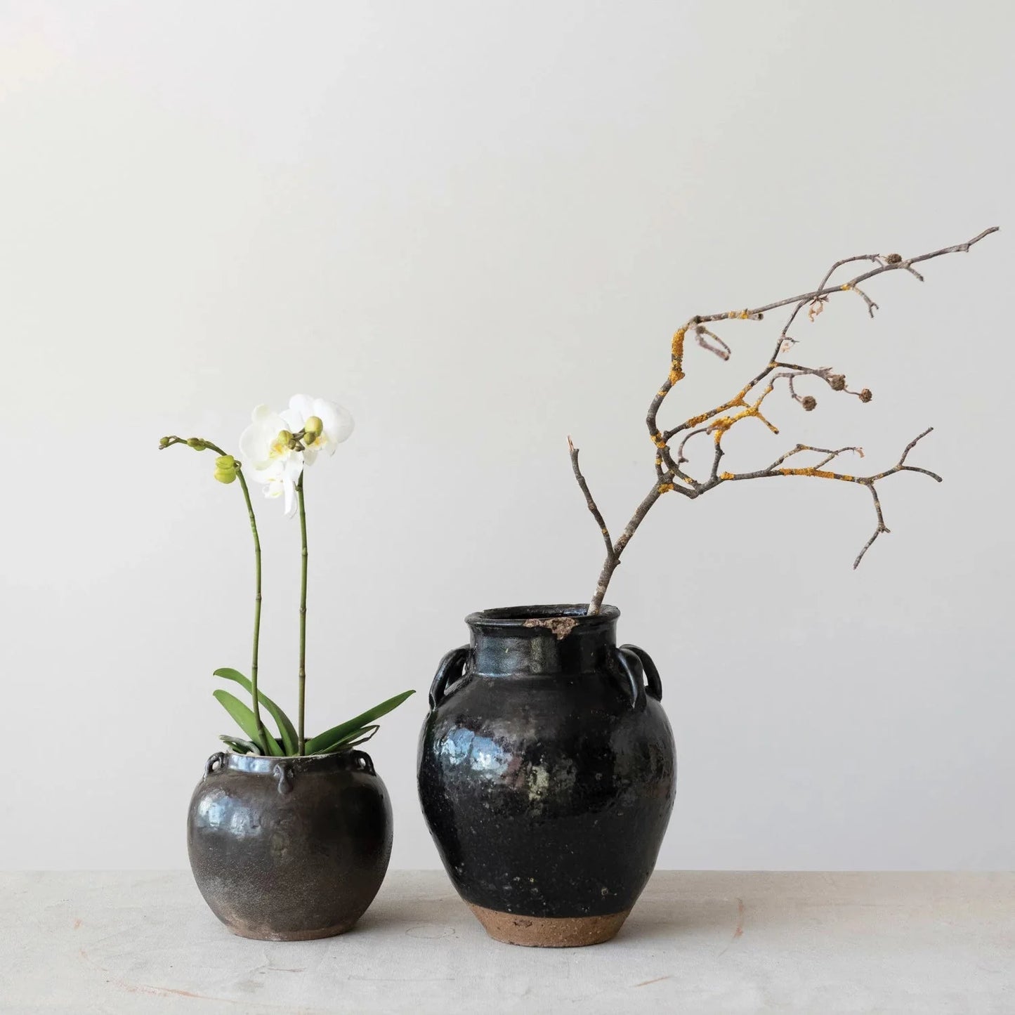 Found Black Clay Jar with Handles - Tampa Home & Garden Store