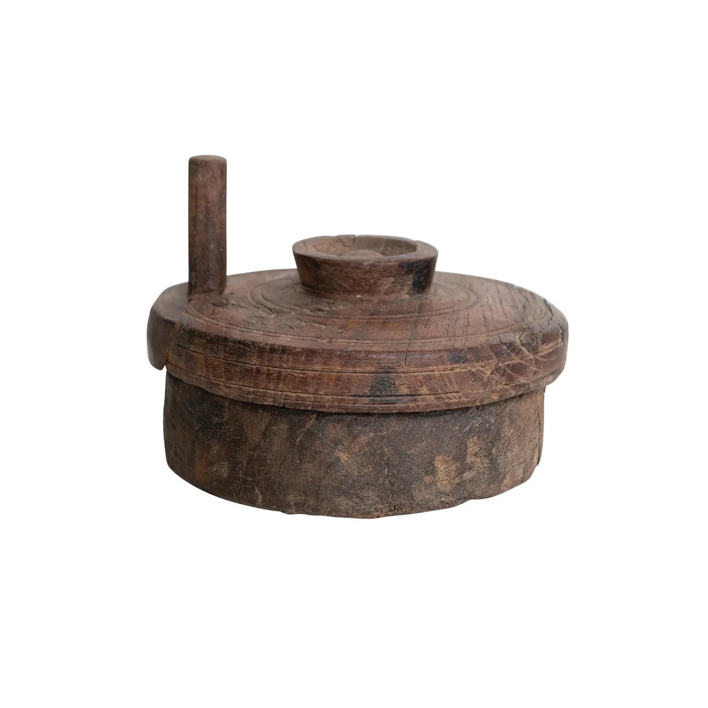 Found Reclaimed Wood Spice Grinder with Lid – Decorative Accent - Tampa Home & Garden Store