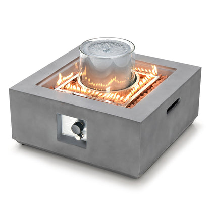Hoguera cuadrada de propano para patio de 28 pulgadas y 50000 BTU con cubierta de PVC-Gris