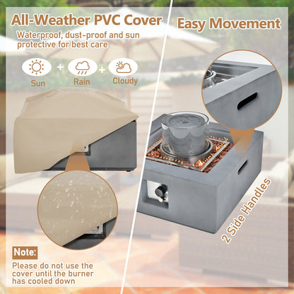 Hoguera cuadrada de propano para patio de 28 pulgadas y 50000 BTU con cubierta de PVC-Gris