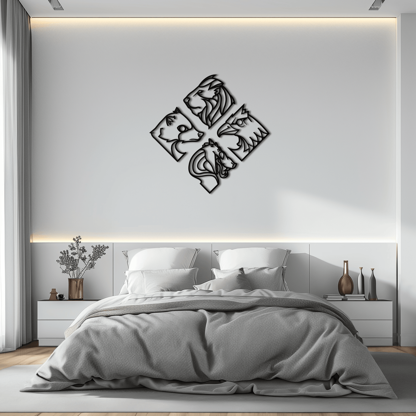 Four Animal Totem Metal Wall Art - Steel Wall Decor for Home and Office - KAF013 - Tampa Home & Garden Store