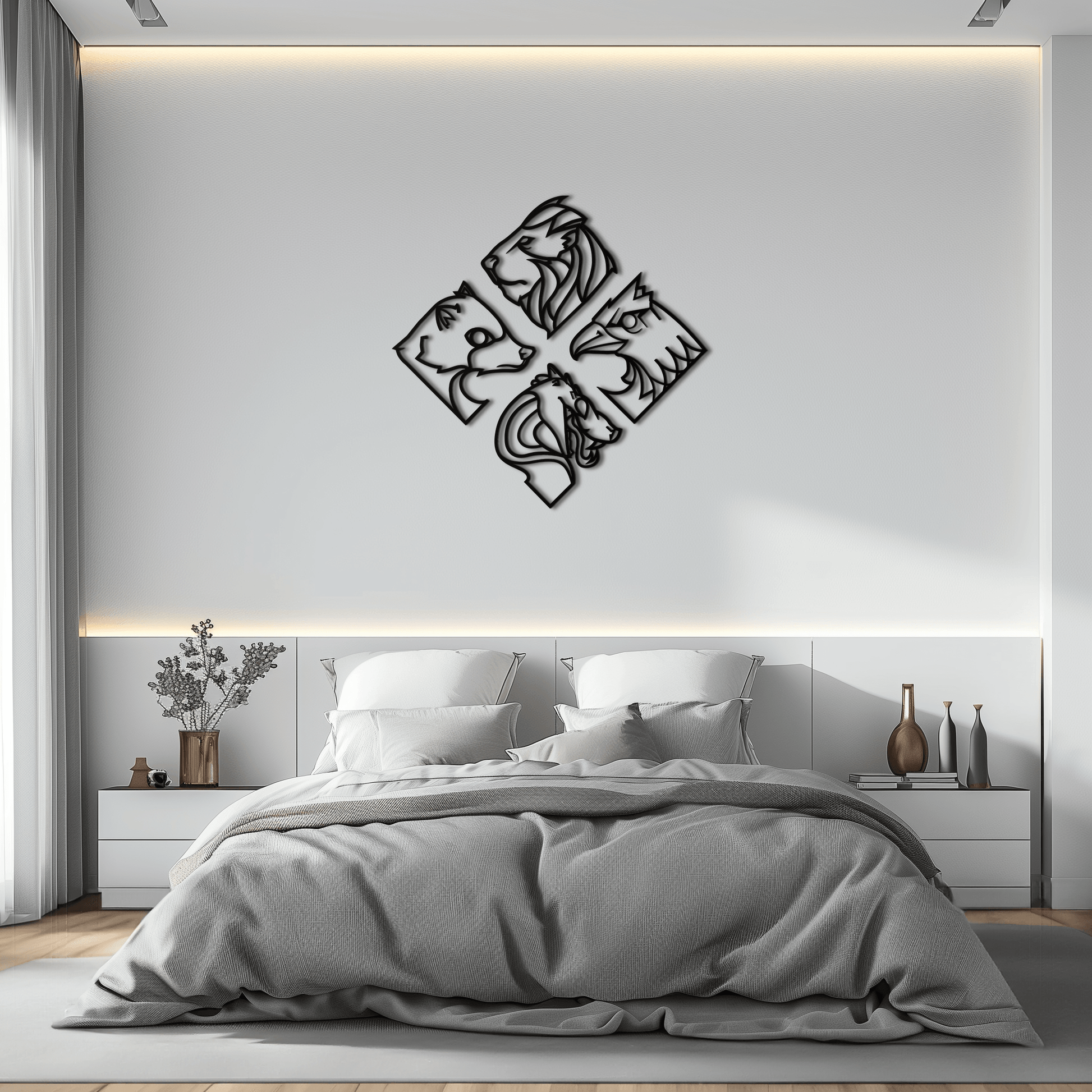 Four Animal Totem Metal Wall Art - Steel Wall Decor for Home and Office - KAF013 - Tampa Home & Garden Store