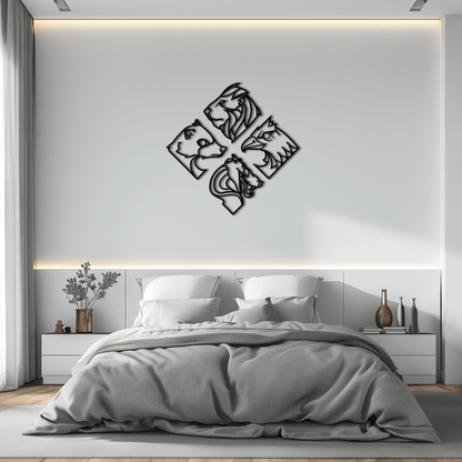 Four Animal Totem Metal Wall Art - Steel Wall Decor for Home and Office - KAF013 - Tampa Home & Garden Store