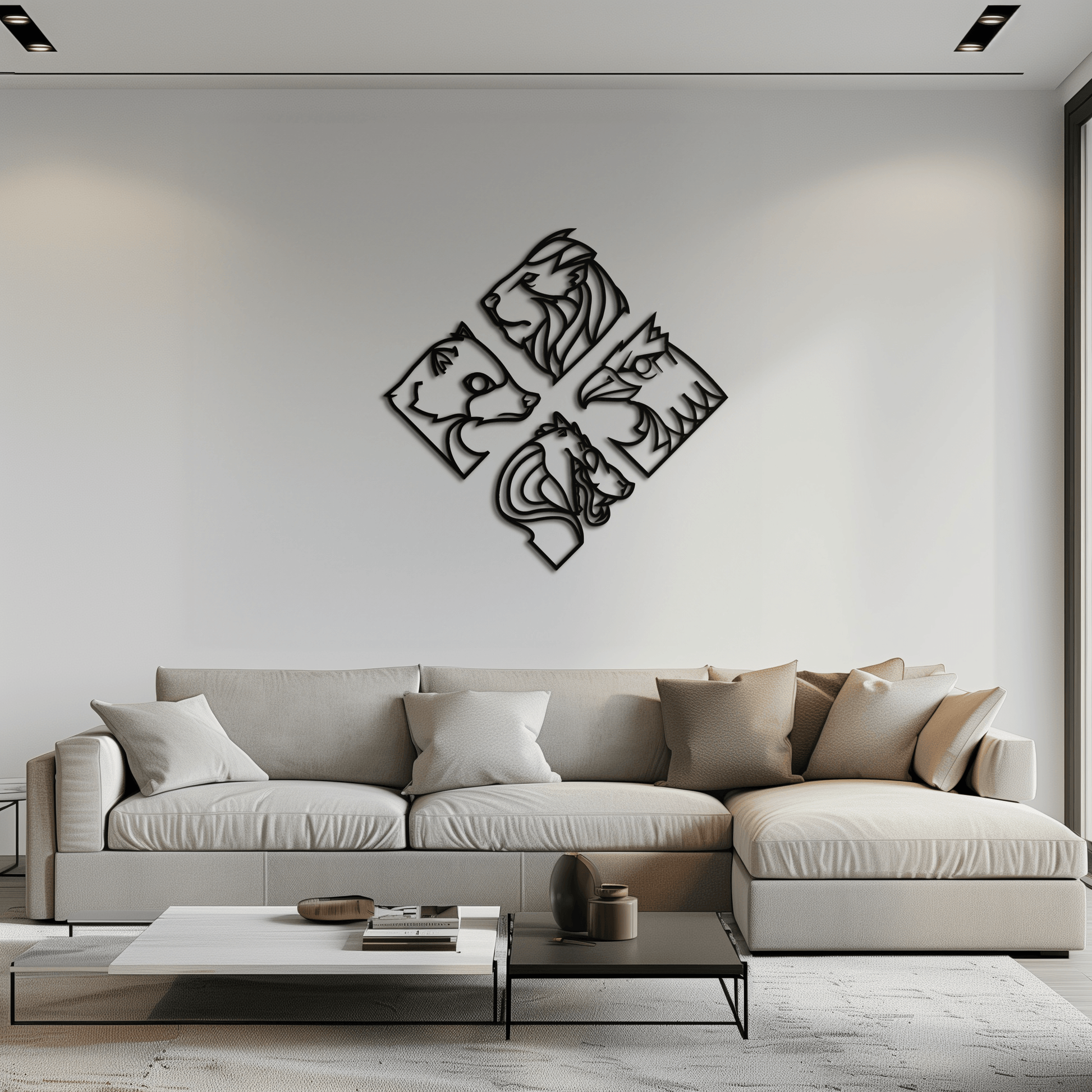 Four Animal Totem Metal Wall Art - Steel Wall Decor for Home and Office - KAF013 - Tampa Home & Garden Store