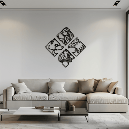 Four Animal Totem Metal Wall Art - Steel Wall Decor for Home and Office - KAF013 - Tampa Home & Garden Store