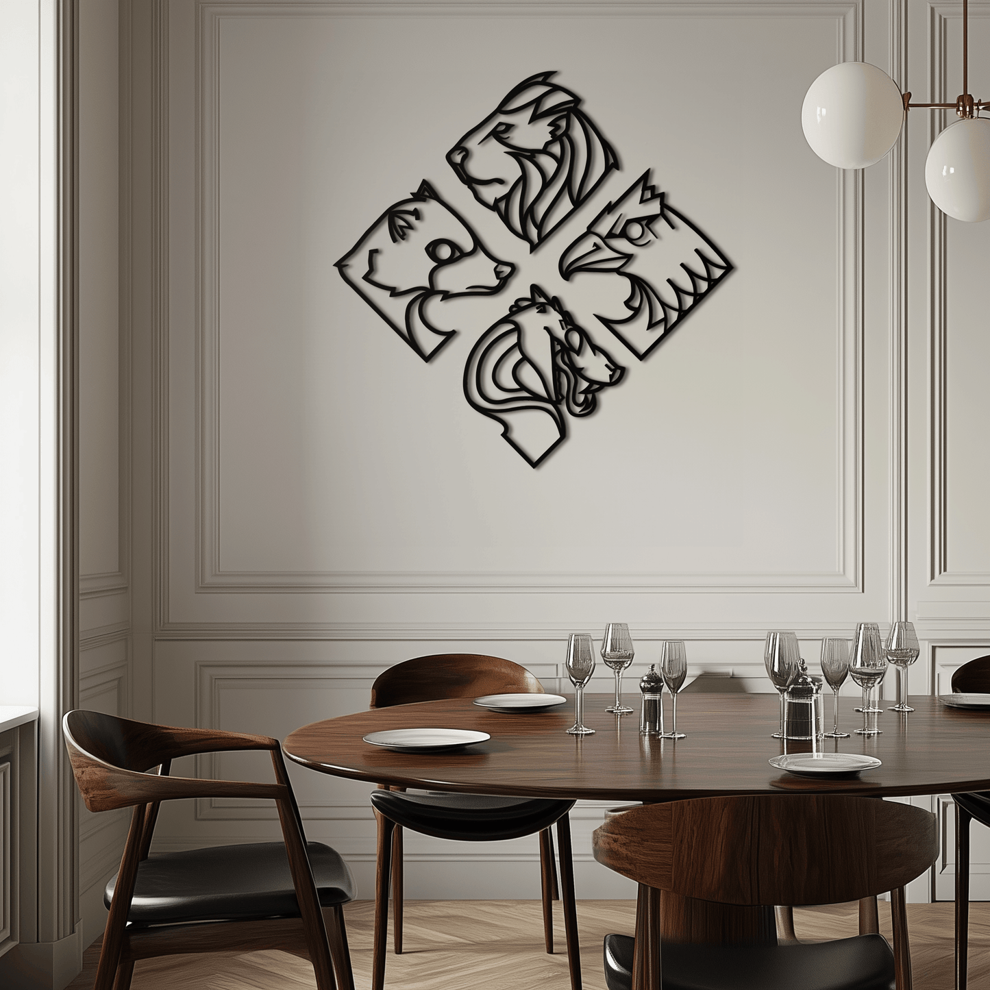 Four Animal Totem Metal Wall Art - Steel Wall Decor for Home and Office - KAF013 - Tampa Home & Garden Store