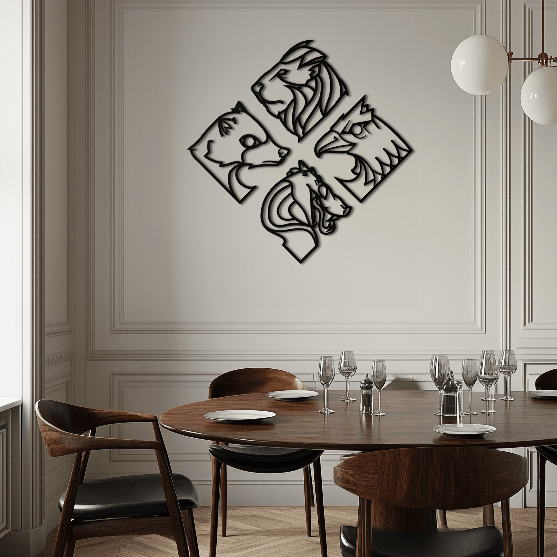 Four Animal Totem Metal Wall Art - Steel Wall Decor for Home and Office - KAF013 - Tampa Home & Garden Store