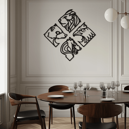 Four Animal Totem Metal Wall Art - Steel Wall Decor for Home and Office - KAF013 - Tampa Home & Garden Store