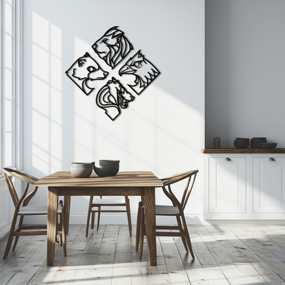 Four Animal Totem Metal Wall Art - Steel Wall Decor for Home and Office - KAF013 - Tampa Home & Garden Store