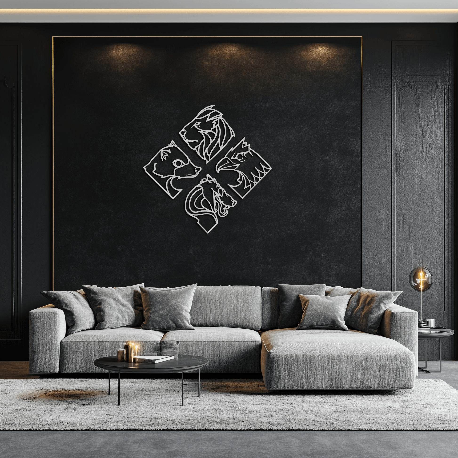 Four Animal Totem Metal Wall Art - Steel Wall Decor for Home and Office - KAF013 - Tampa Home & Garden Store