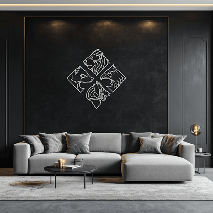 Four Animal Totem Metal Wall Art - Steel Wall Decor for Home and Office - KAF013 - Tampa Home & Garden Store