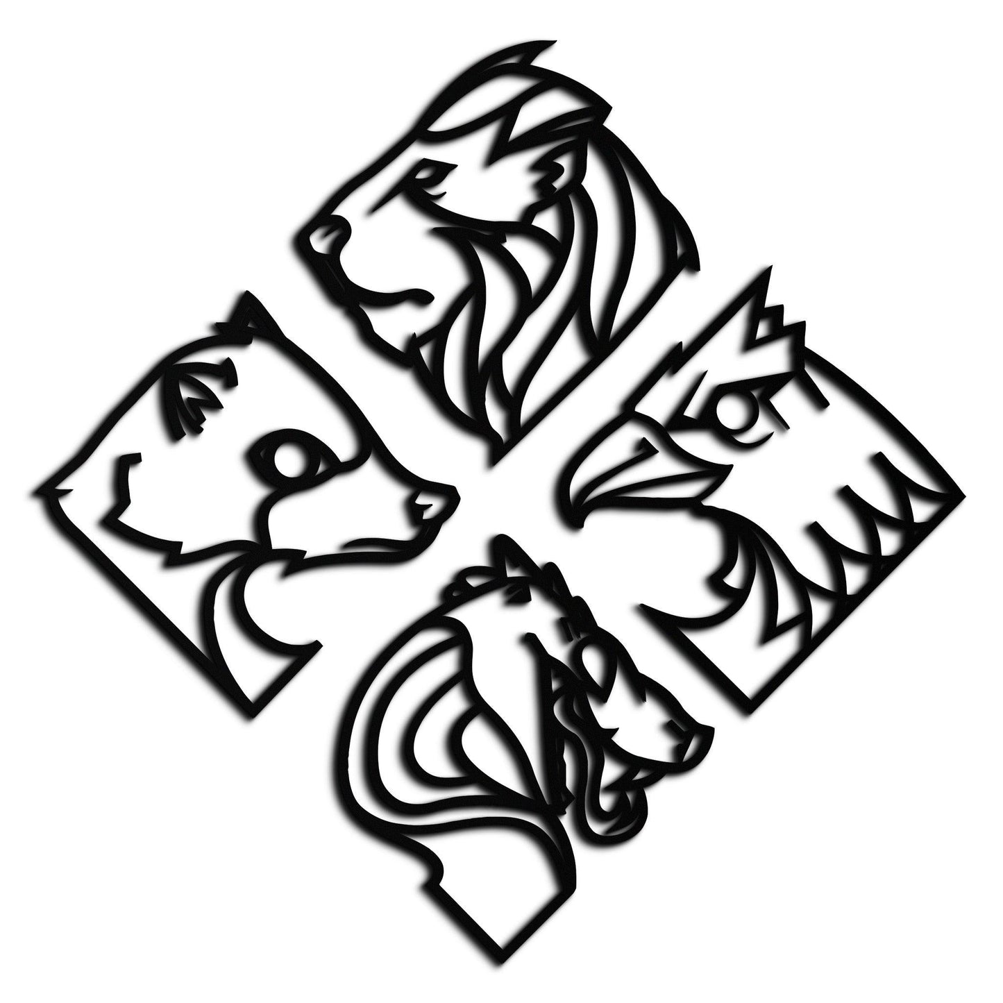 Four Animal Totem Metal Wall Art - Steel Wall Decor for Home and Office - KAF013 - Tampa Home & Garden Store