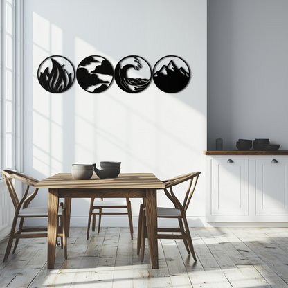 Four Elements Metal Wall Art - Fire, Air, Water, Earth Symbol Set - KAF156 - Tampa Home & Garden Store