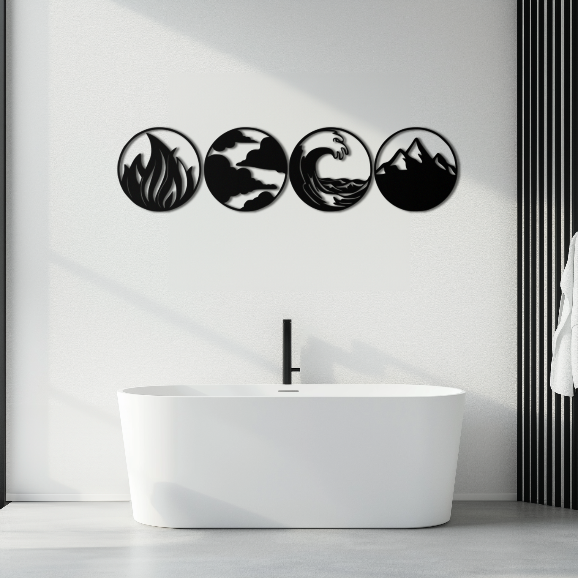 Four Elements Metal Wall Art - Fire, Air, Water, Earth Symbol Set - KAF156 - Tampa Home & Garden Store