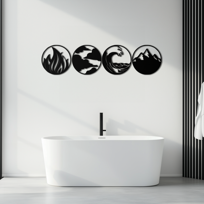 Four Elements Metal Wall Art - Fire, Air, Water, Earth Symbol Set - KAF156 - Tampa Home & Garden Store