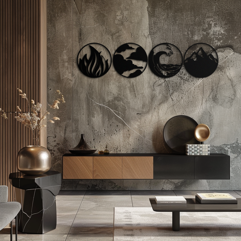 Four Elements Metal Wall Art - Fire, Air, Water, Earth Symbol Set - KAF156 - Tampa Home & Garden Store