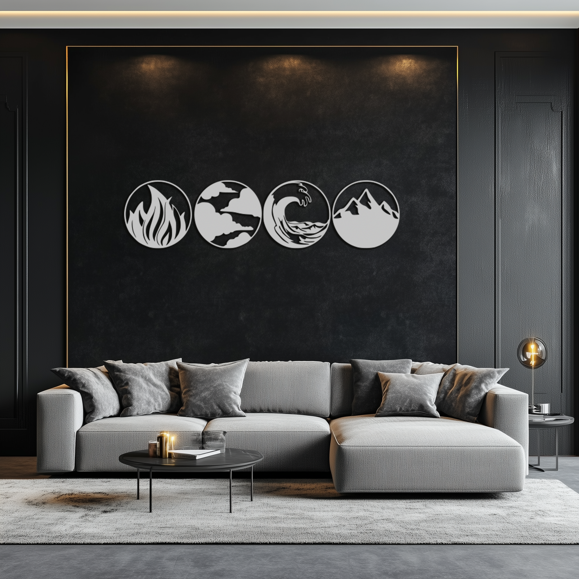 Four Elements Metal Wall Art - Fire, Air, Water, Earth Symbol Set - KAF156 - Tampa Home & Garden Store