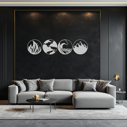 Four Elements Metal Wall Art - Fire, Air, Water, Earth Symbol Set - KAF156 - Tampa Home & Garden Store