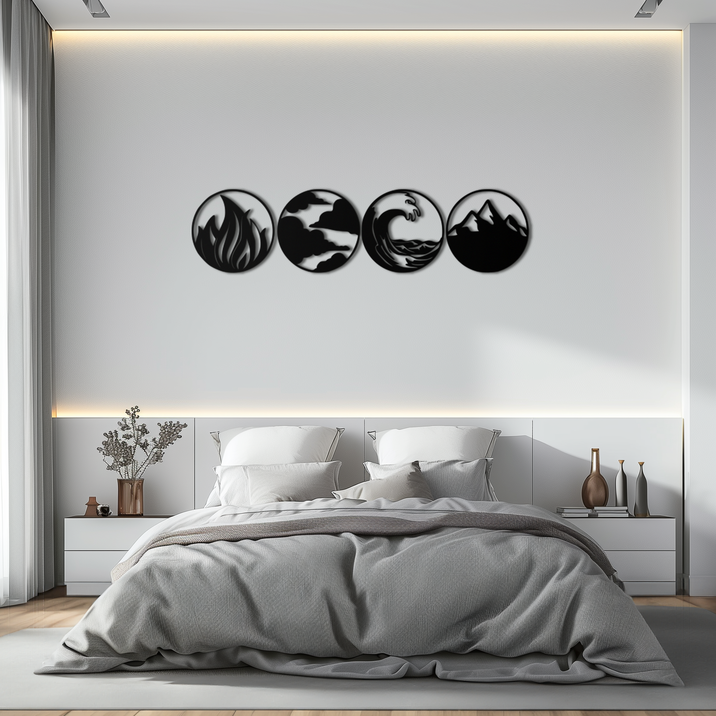Four Elements Metal Wall Art - Fire, Air, Water, Earth Symbol Set - KAF156 - Tampa Home & Garden Store