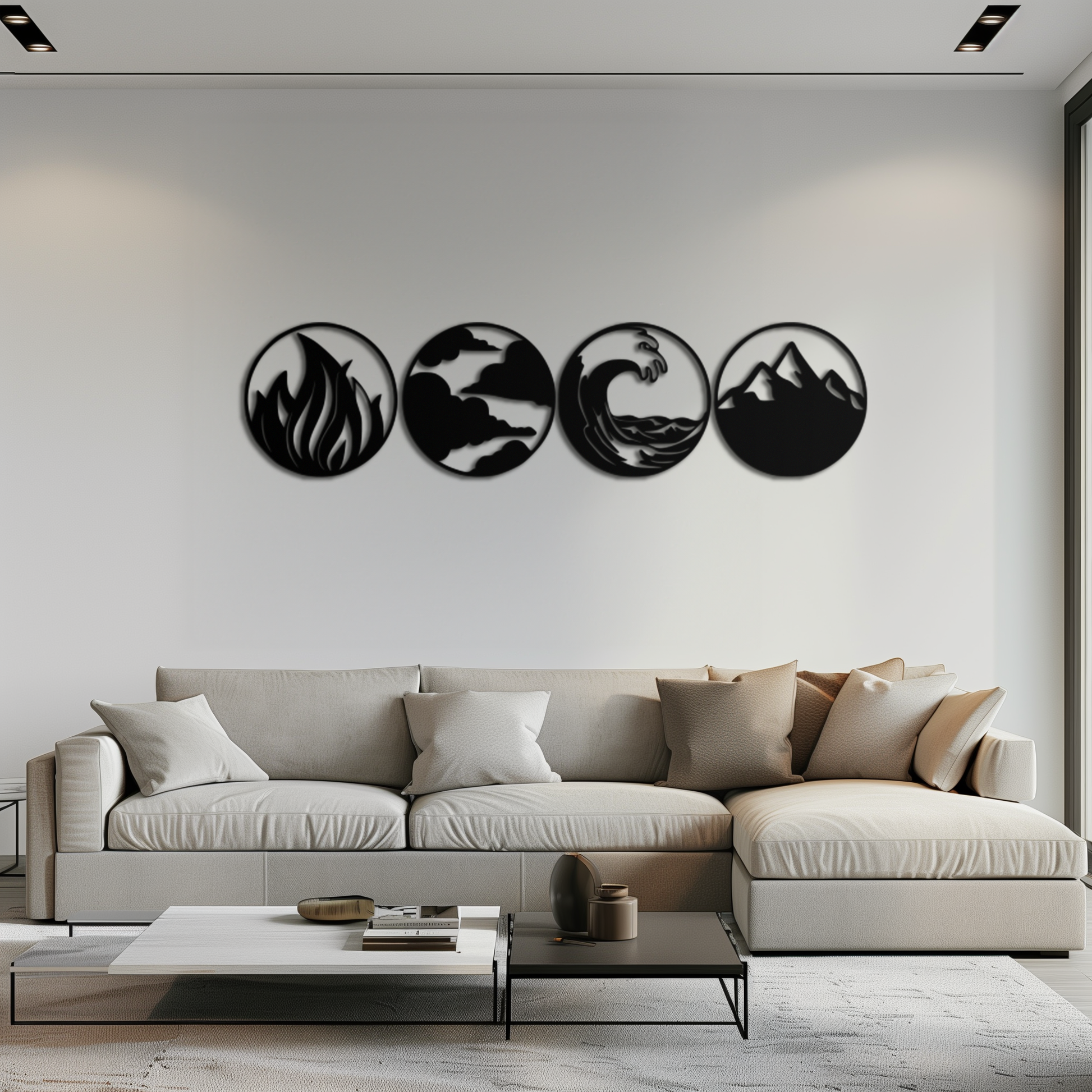 Four Elements Metal Wall Art - Fire, Air, Water, Earth Symbol Set - KAF156 - Tampa Home & Garden Store