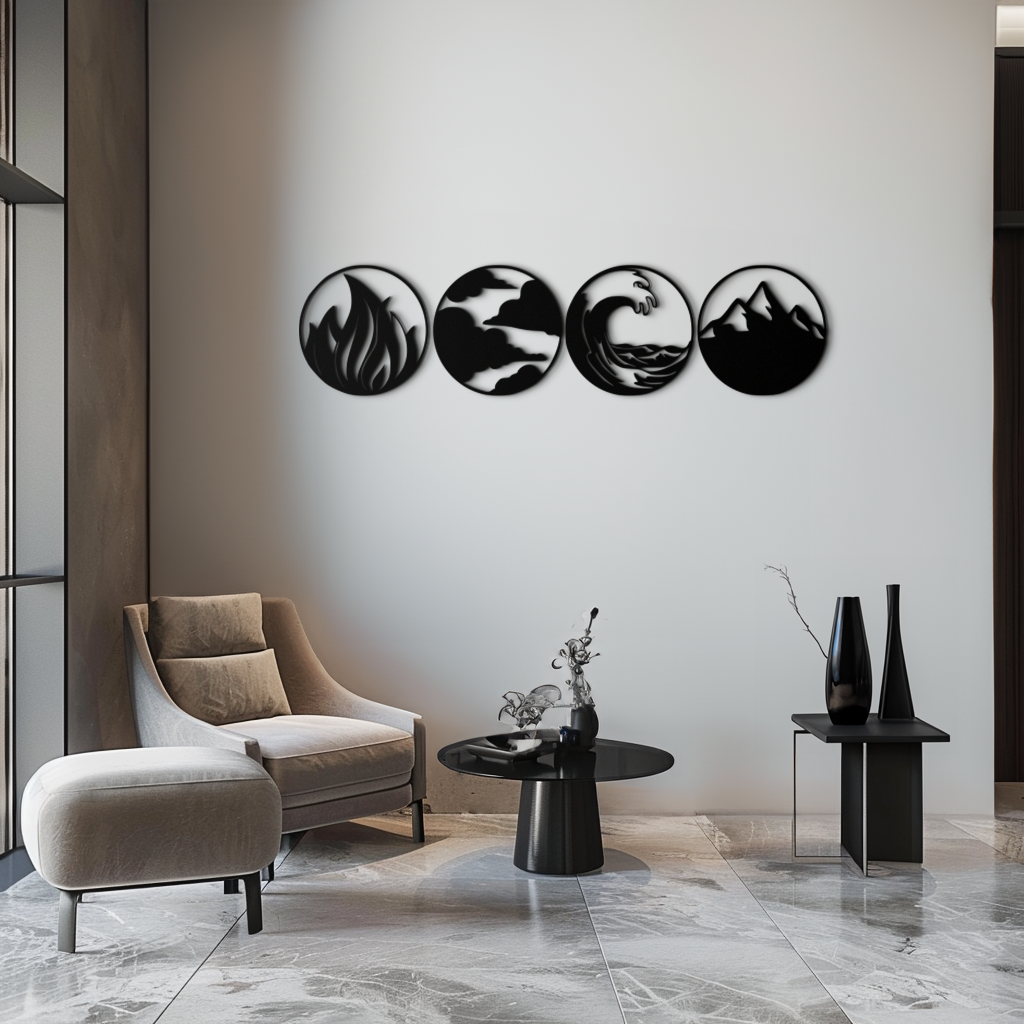 Four Elements Metal Wall Art - Fire, Air, Water, Earth Symbol Set - KAF156 - Tampa Home & Garden Store