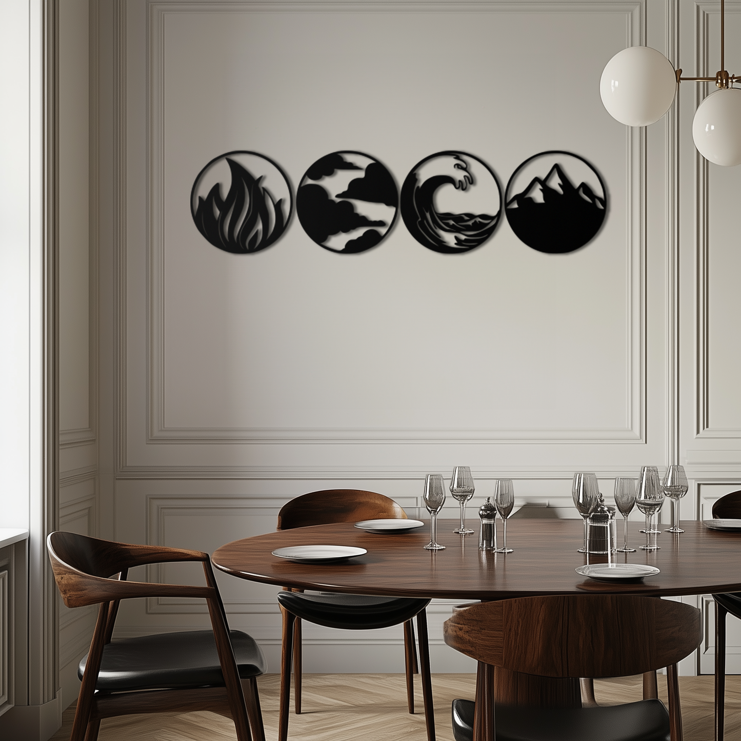 Four Elements Metal Wall Art - Fire, Air, Water, Earth Symbol Set - KAF156 - Tampa Home & Garden Store