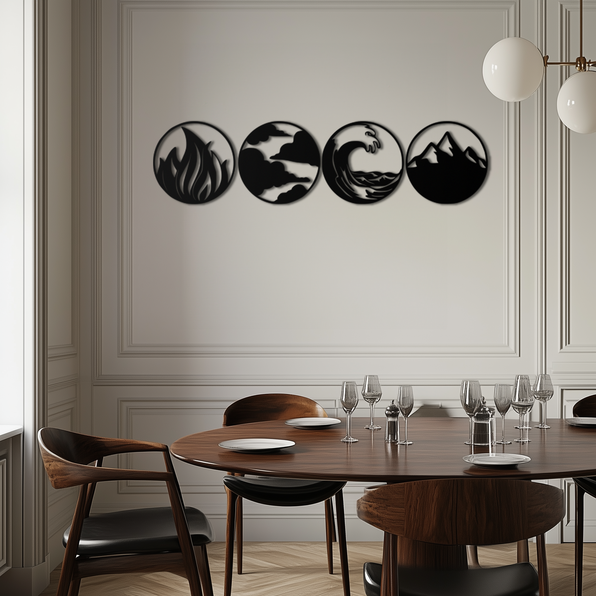 Four Elements Metal Wall Art - Fire, Air, Water, Earth Symbol Set - KAF156 - Tampa Home & Garden Store