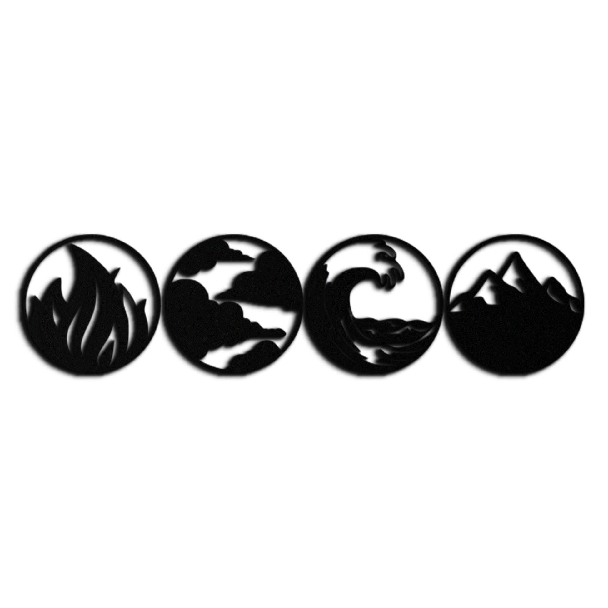 Four Elements Metal Wall Art - Fire, Air, Water, Earth Symbol Set - KAF156 - Tampa Home & Garden Store