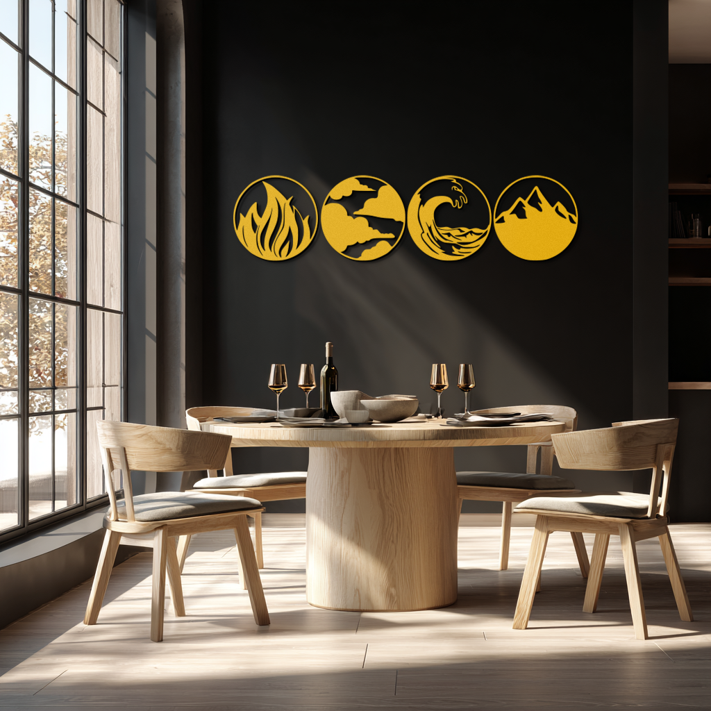 Four Elements Metal Wall Art - Fire, Air, Water, Earth Symbol Set - KAF156 - Tampa Home & Garden Store