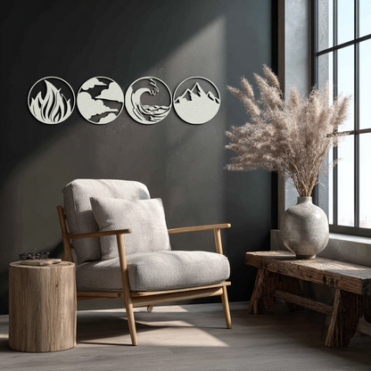 Four Elements Metal Wall Art - Fire, Air, Water, Earth Symbol Set - KAF156 - Tampa Home & Garden Store