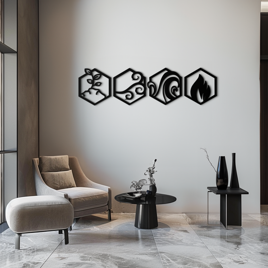 Four Elements Metal Wall Art - Modern Elemental Symbol Decor - KAF090 - Tampa Home & Garden Store